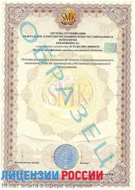 Образец сертификата соответствия (приложение) Грязовец Сертификат ISO 13485